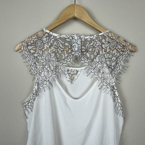 41 Hawthorn XL White Black Lace Sleeveless Top Fairy‎ Soft Girl Cottagecore - Picture 5 of 7